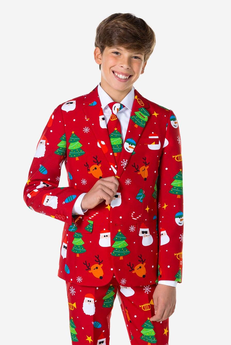 OppoSuits Teen Boys Festivity Red Christmas Suit 12Y